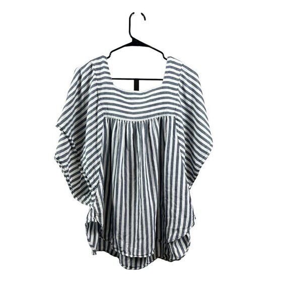 Time & Tru Women's Blue & White Striped Top - Picture 2 of 5